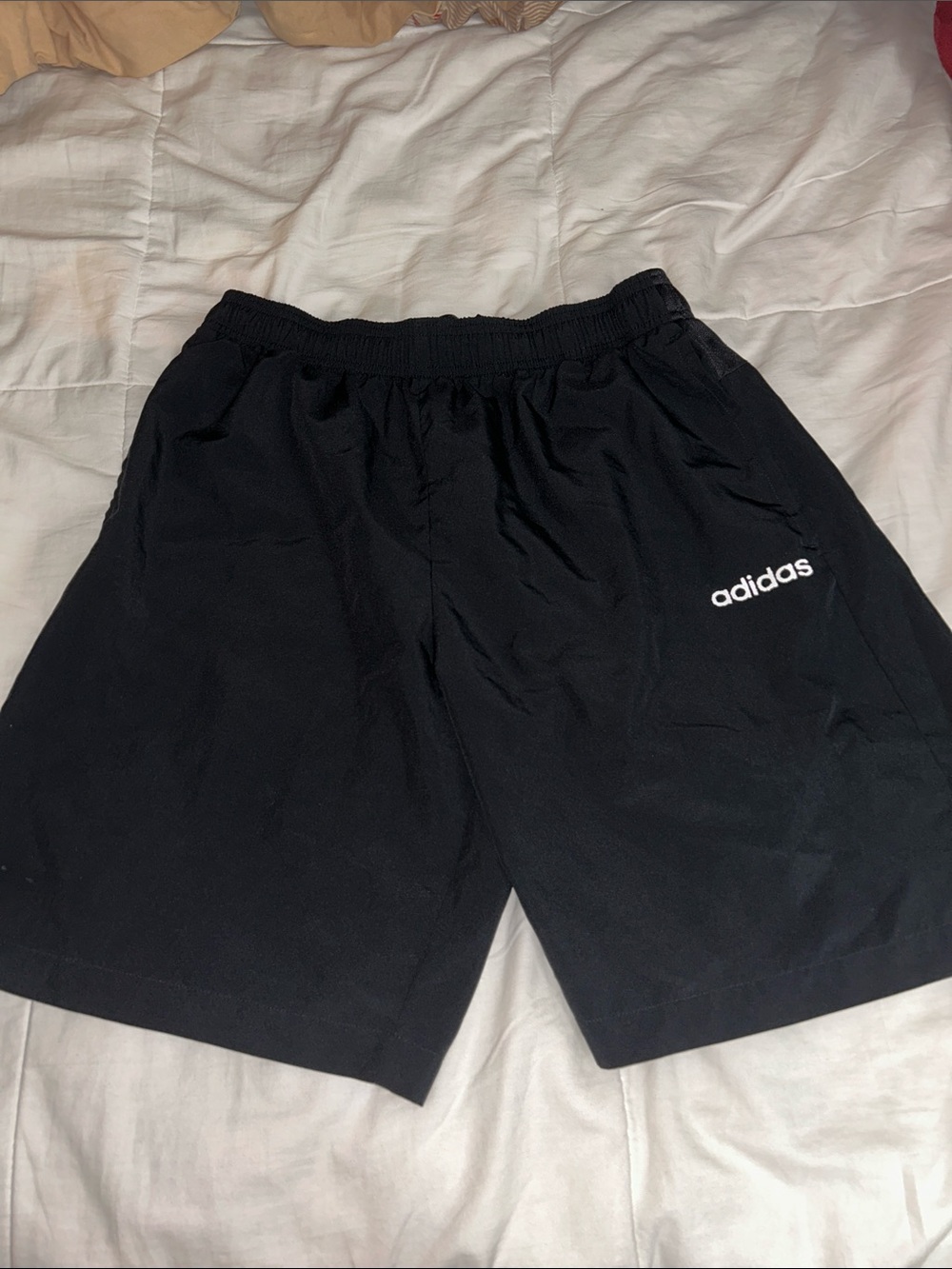 adidas Black Athletic Training Shorts with White Logo